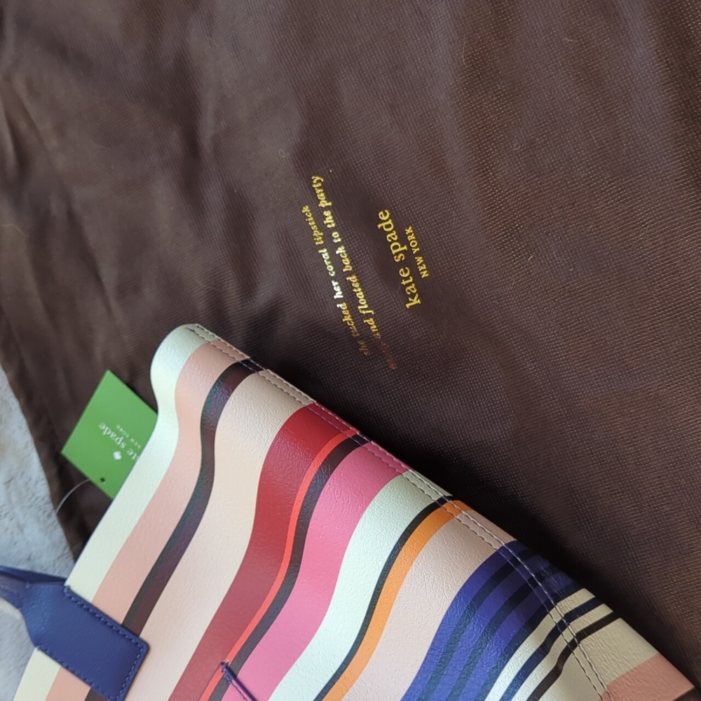BNWT Kate Spade Multi Stripe Leather Tote Bag Jones Street Stripe Posey - Picture 4 of 7